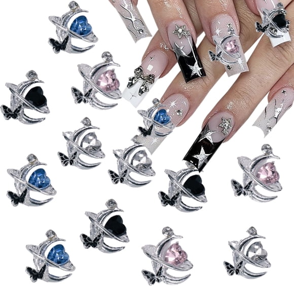 Abalorio para uñas GUAACCB en 3D con forma de corazón y cristal Aurora