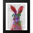 thumbnail image 2 of Fab Funky 12x14 Black Modern Framed Museum Art Print Titled - Rainbow Splash Rabbit 2, Portrait, 2 of 5