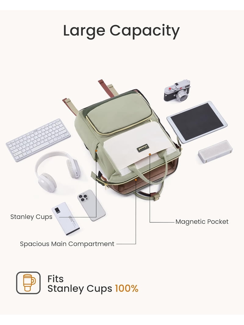 LOVEVOOK Laptop Backpack for Women with Giant Tumbler Holder  display picture 3
