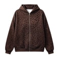 thumbnail image 4 of Women's Leopard Print Long Sleeve Zip Up Hoodie Loose Fit Pullover With Pockets, Casual Hooded Sweatshirt For Daily Wear, 4 of 6