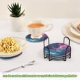 thumbnail image 5 of Yayeee 6 PCS Drink Coasters with Holder Set Woven Absorbent Round Tabletop Hot Pad, Galaxy Pattern, 5 of 7