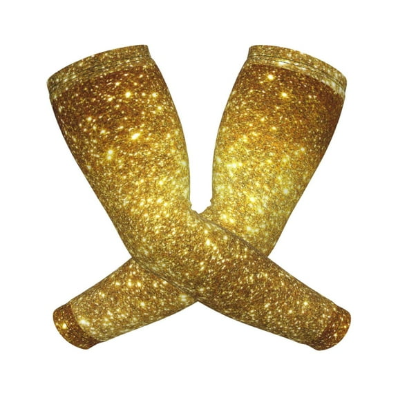 Gold Sports Compression Arm Sleeves Football Baseball Basketball Cycling Tennis For Men Women