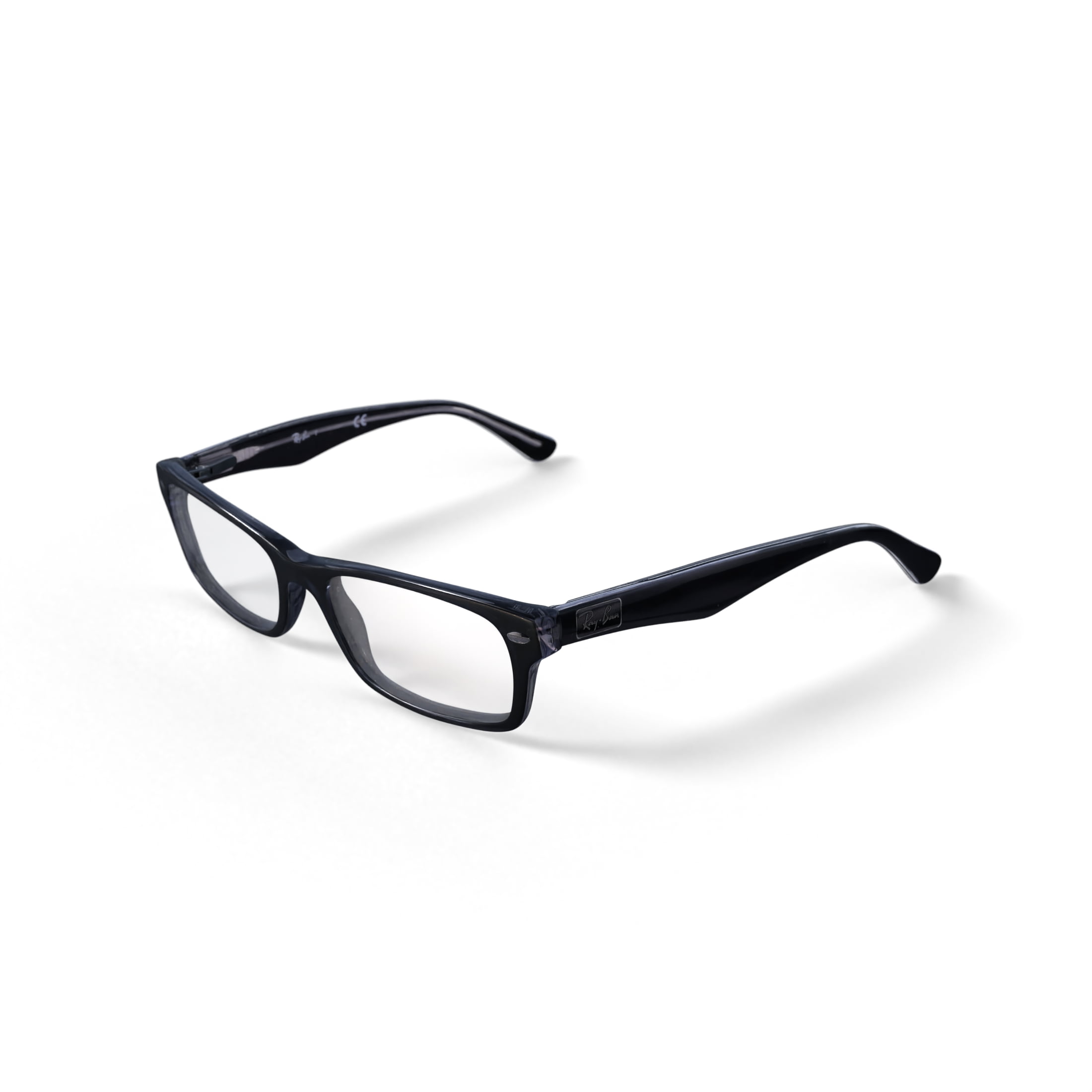 Ray-Ban RB5206 Optics Glasses, Prescription Eyeglasses with Case, Demo Lens/Black On Transparent, Size 52