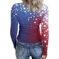 thumbnail image 6 of Women's Casual Fashion Round Neck Independence Day Print Long Sleeve Ribbed Top Royal Blue 2XL, 6 of 6