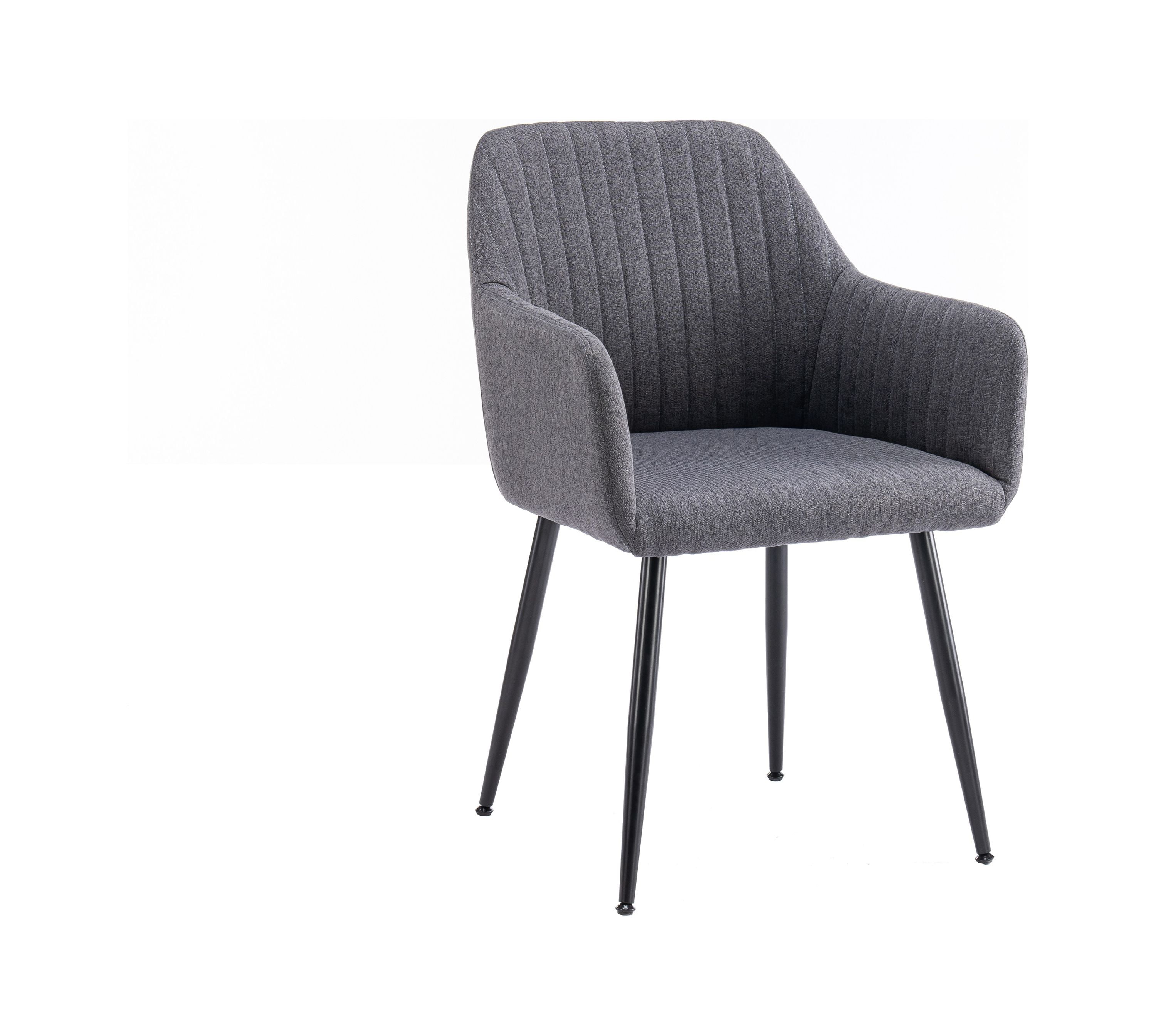 Mainstays Dining Chair in Dark Grey Linen with Black Legs, 2 Pack