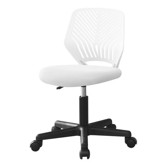 Monarch Specialties Office Chair, Adjustable Height, Swivel, Ergonomic, Computer Desk, Work, Juvenile, Metal, Fabric, White, Black, Contemporary, Modern
