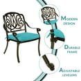 thumbnail image 2 of MEETWARM 3 Piece Patio Bistro Set, Outdoor All-Weather Cast Aluminum Dining Furniture Set Includes 2 Cushioned Chairs and a 31” Round Table with Umbrella Hole for Garden Deck, Ocean Blue, 2 of 7