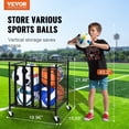 thumbnail image 2 of Rolling Sports Ball Storage Cart, Lockable Basketball Cage with Elastic St, 2 of 7