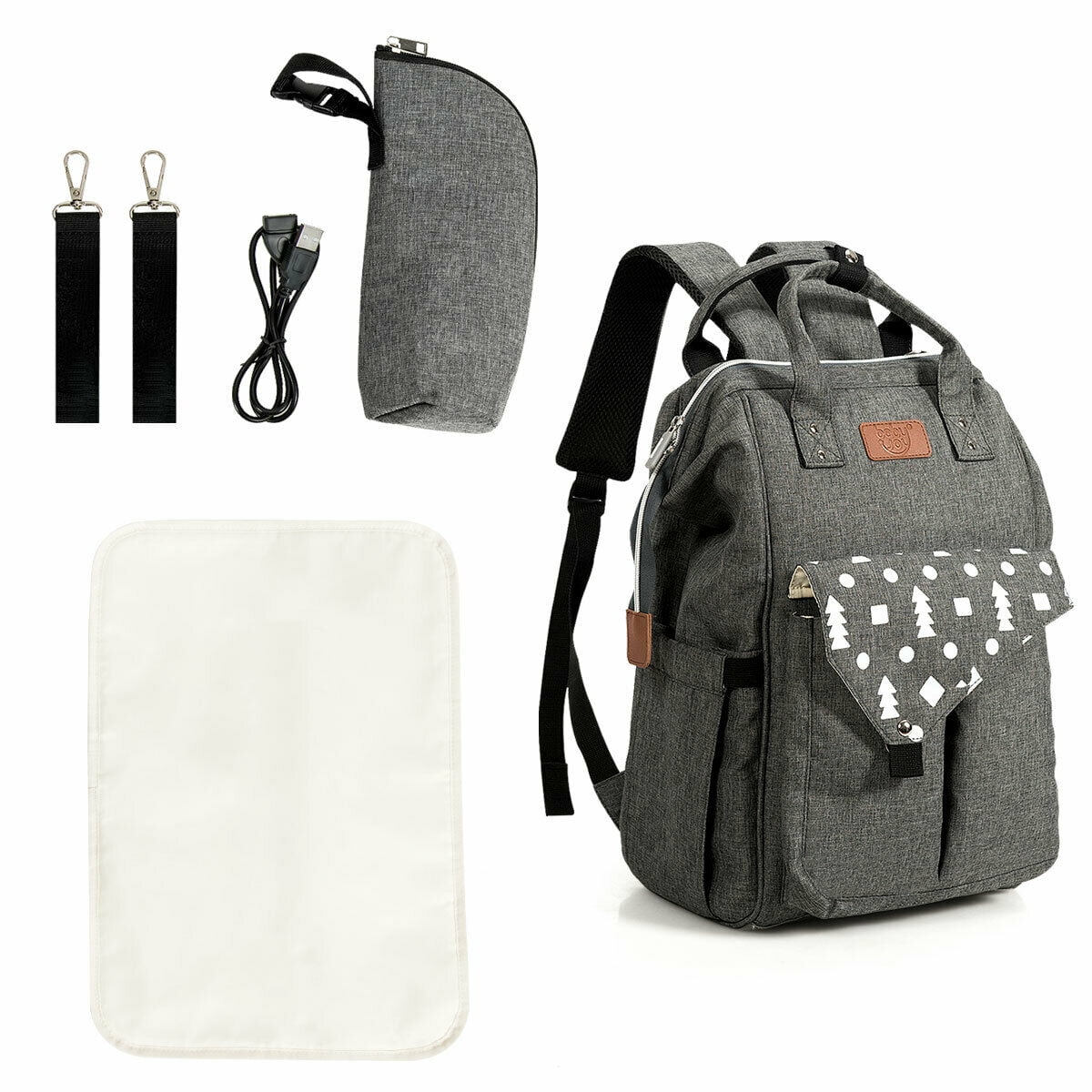 Gymax Diaper Bag Waterproof Baby Nappy Backpack w/USB Charging Port
