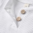 thumbnail image 3 of Newborn Baby Boy Clothes Ribbed Knitted Cotton Short Sleeve Romper +Pants Solid Color Summer Outfits White 6-9 Months, 3 of 6