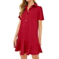 thumbnail image 4 of Vestido de manga corta con volantes en el dobladillo para mujer - Midi informal de verano, estilo vintage - Versátil (S-XXL), 4 of 8