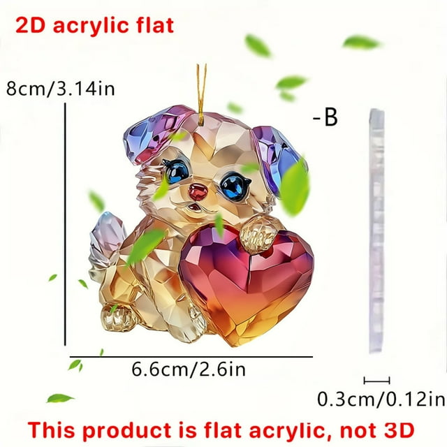 Cute Car Accessories,Valentine's Day Series Dog Cat Rabbit Acrylic Key Chain for Car Rearview Mirror,Backpack Pendant Accessory Set for Holiday Decor,Rearview Mirror Accessories