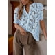 thumbnail image 4 of Blusa PRETTYGARDEN de encaje de manga corta para mujer, azul claro, 4 of 6