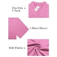 thumbnail image 4 of Plus Size Tops for Women Dressy Comfy Pleated Shirts Lightweight Polo Tees Ladies Short Sleeve V-Neck Blouses 3X Pink, 4 of 5
