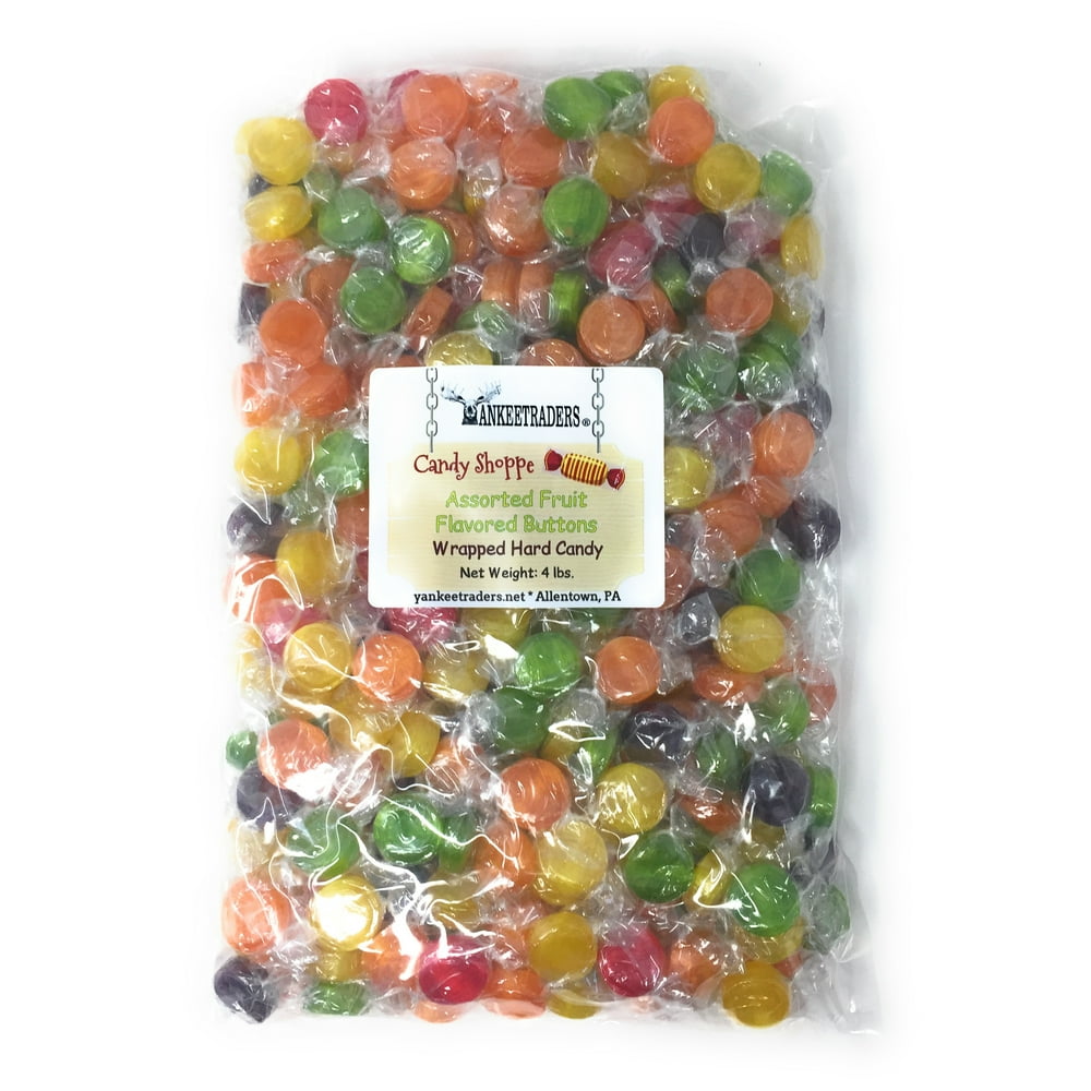 YANKEETRADERS Assorted Fruit Flavored Buttons, Hard Candy - 4 Pound ...