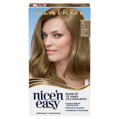 Clairol Nice'n Easy Permanent Hair Color Creme, 7C Dark Cool Blonde, 1  Application, Hair Dye 