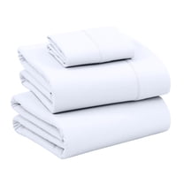 RUVANTI 100% Cotton Sheets – Twin Size Percale Bedding, Cooling & Breathable, Durable with a Crisp, Soft & Comfortable Feel, 16" Deep Pocket, 3-Piece Set, Bright White