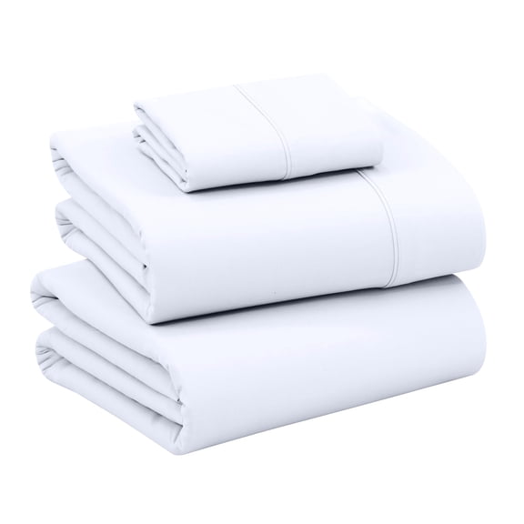 RUVANTI 100% Cotton Sheets – Twin Size Percale Bedding, Cooling & Breathable, Durable with a Crisp, Soft & Comfortable Feel, 16" Deep Pocket, 3-Piece Set, Bright White