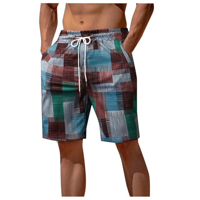 CHGBMOK Mens Shorts Solid-Color Loose Casual Printing Pocket Drawstring Elastic-Waist Half Short Pants Sizes S-2XL