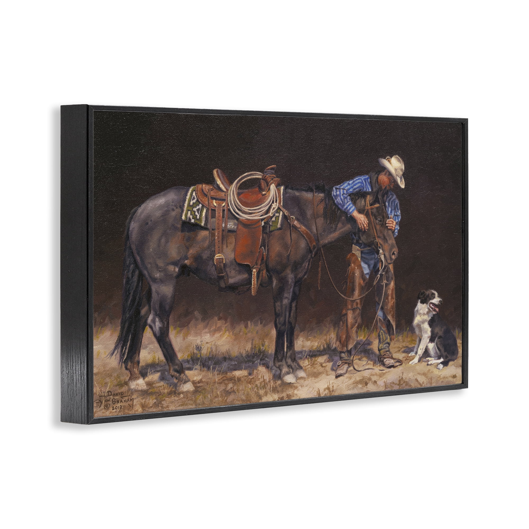 Stupell Industries Western Horse & Dog Animals & Insects Painting Black Framed Art Print Wall Art, 18 x 12