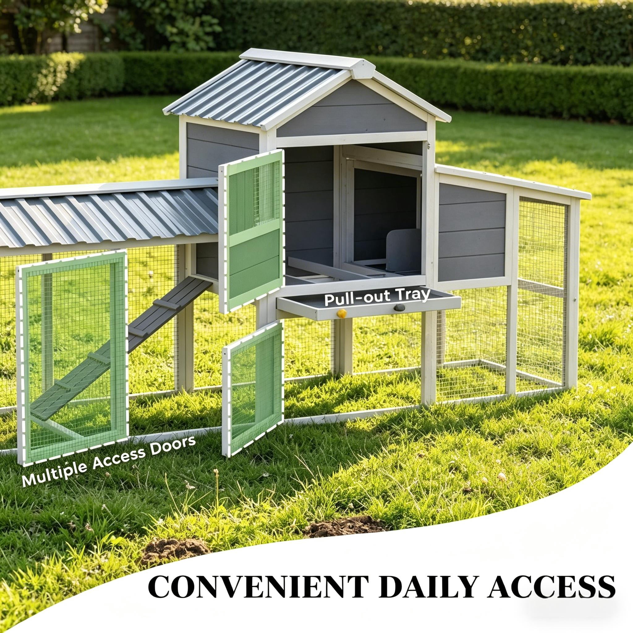 Pet Cage, Backyard Chicken Coop, Large Chicken Coop with Stable Wheels