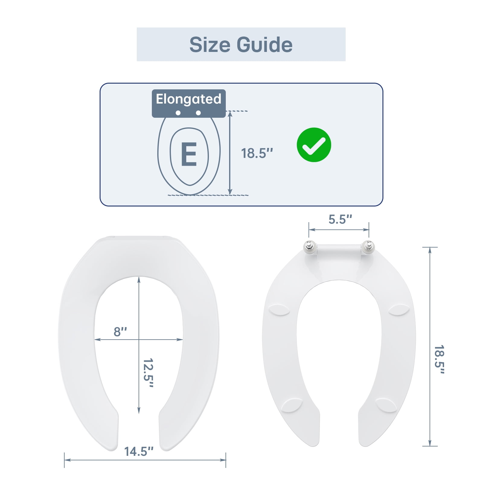 Heavy Duty Open Front Commercial Toilet Seat – Elongated Design, Easy Install & Clean, Durable for High-Stream Restrooms