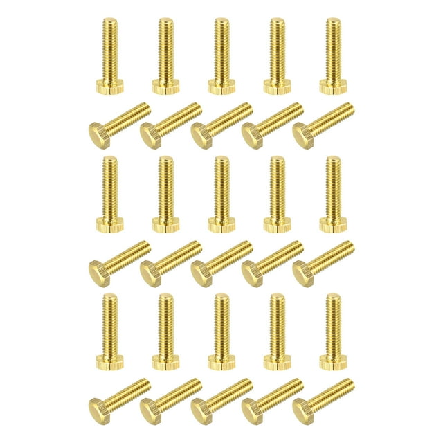 Unique Bargains Brass Hex Bolts, M4x16mm 30 Pack Fully Thread Grade 4.8 Machine Screws