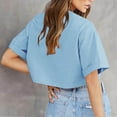 thumbnail image 5 of Womens Tops Plus Size Short Sleeved Casual Solid Color Crop Round-Neck Blouses for Women 2025 Trendy T Shirts Summer Clothes Light Blue XXL, 5 of 6