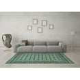 thumbnail image 3 of Ahgly Company Indoor Square Southwestern Light Blue Country Area Rugs, 5' Square, 3 of 4