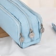 thumbnail image 4 of Large Pencil Pouch with 2 Zippered Compartments, Oxford Fabric Pencil Case with Minimalist Solid Design for Office Desk Travel Storage, 9 Inch, 4 of 7