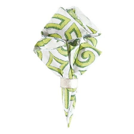 

C&F Home Boxwood Abbey Green Geometric Botanical Garden Modern Reversible Cotton Machine Washable Napkin Set of 6