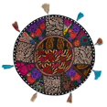 thumbnail image 2 of Stylo Culture Indian Round Boho Floor Pillow Vintage Patchwork Cushion Cover Black Throw Pillow Cover 18 Small Decorative Decor Seating Tuffet Seat Pouf Cover Footstool Cotton Embroidered 1 Pc, 2 of 3