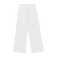 thumbnail image 5 of NAISIBABY Girls Pants, Wide Leg Loose Pleated Smocked High Waist Cotton Linen Casual Trousers White 4T, 5 of 8