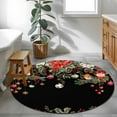 thumbnail image 3 of Round Rugs 4 Ft, Black Christmas Non Slip Area Rugs for Kitchen Bedroom Entryway, Xams Tree Winter Poinsettia Pine Cones Washable Carpet Runner Rug Floor Mats for Bedroom Home Decor, 3 of 9