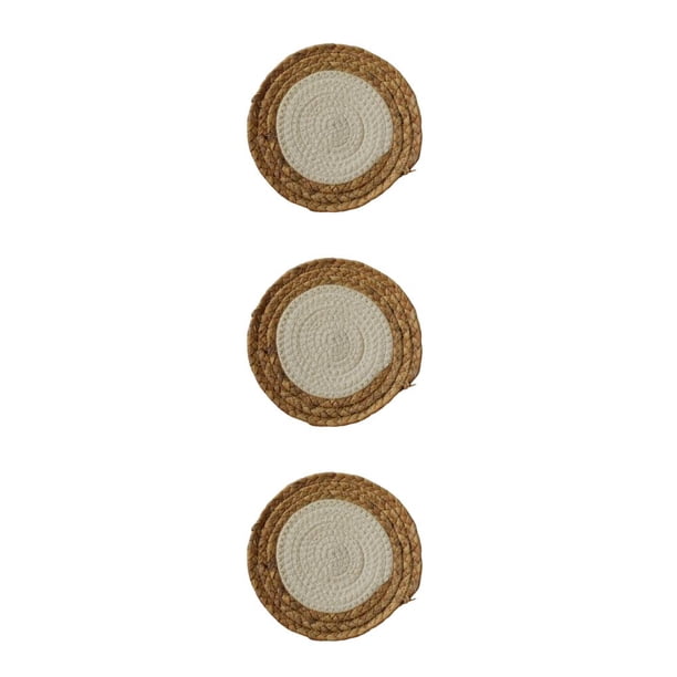 Wosthever Tapete de redonda, posavasos, mantel Individual de aislamiento tejido, accesorio de cocina de estilo nórdico de ratán hecho a mano, Type1 NO1