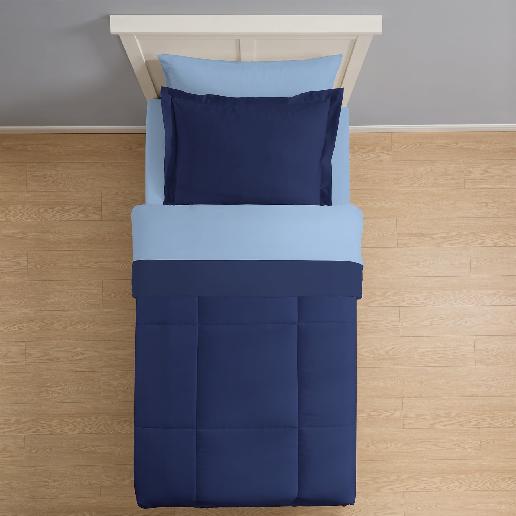 Mainstays All in One Reversible Bed in a Bag Set, 5 Piece, Twin, Navy