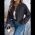 thumbnail image 4 of Chaquetas de de Larga para Mujer, de Algodón, con Solapa y Botones, para Otoño, para Exteriores, Abrigos Lisos de Moda. Negro M, 4 of 10