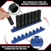 Hyper Tough 9-Piece 1/2-inch Drive Deep Metric Impact Socket Set (mm)
