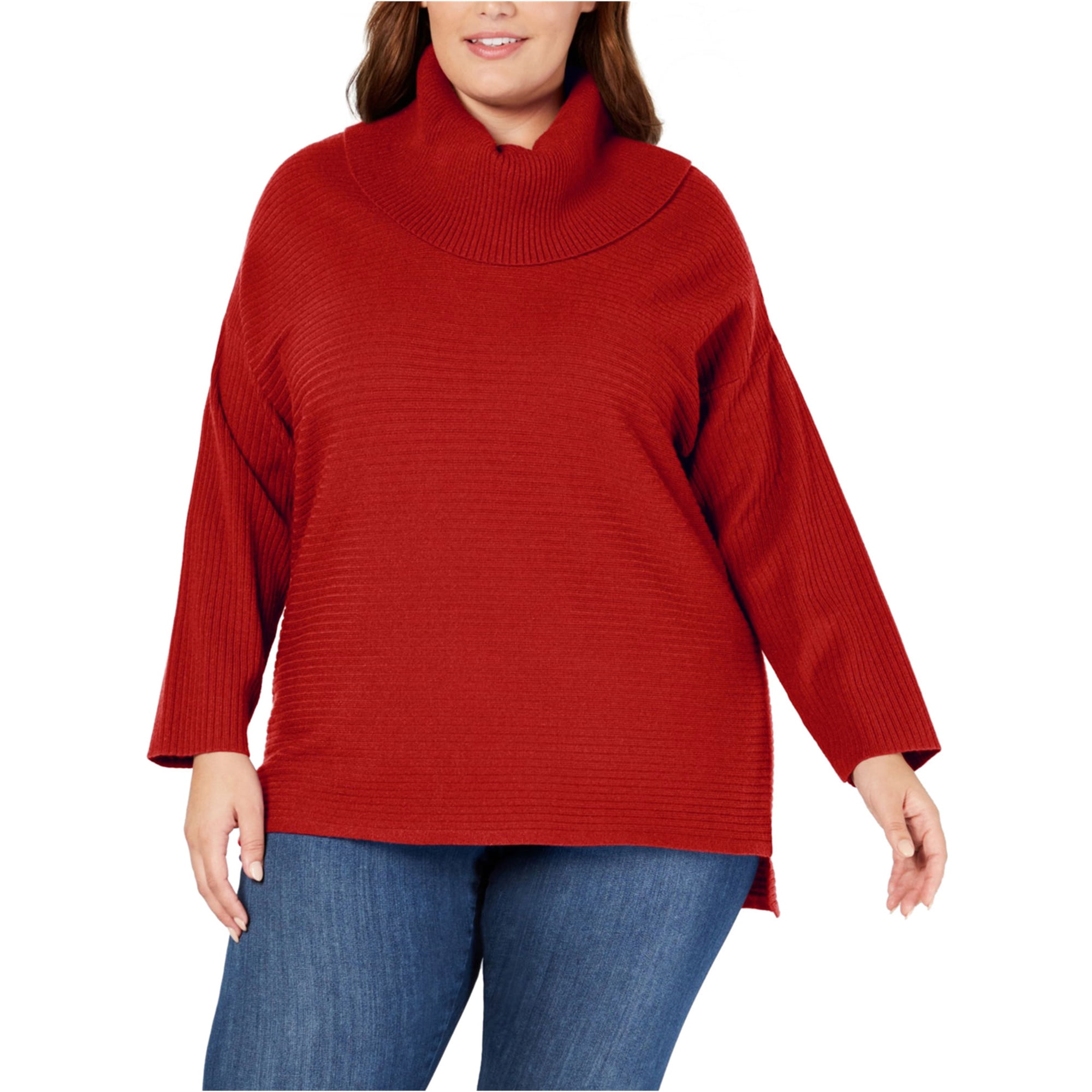 Style & Co. - Style & Co. Womens Ribbed Turtleneck Knit Sweater, Red ...