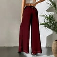thumbnail image 6 of Women's Straight Pants Fashion Casual Pants, Chiffon Wide Leg Pants Loose Long Trousers for Women, Flowy Dress Pants, Office Casual Wear,Wine,XL, 6 of 6