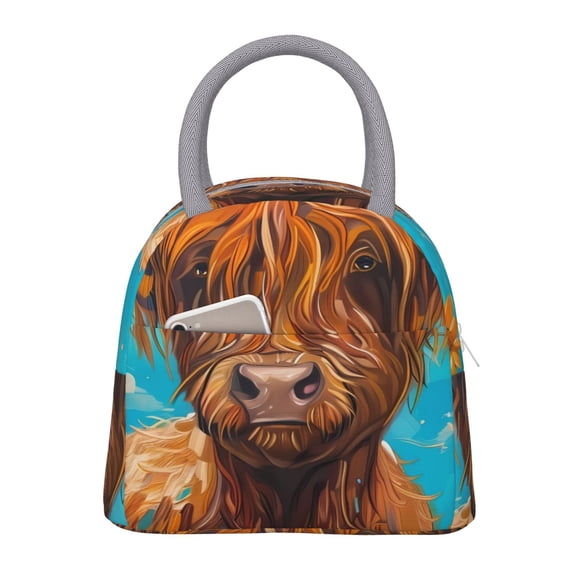 Balery Cute Cow Sunflowers Art Bolsa de Almuerzo para Mujeres, Caja de Almuerzo, Bolsa de Almuerzo Pequeña Impermeable, Tote de Almuerzo Reutilizable con Gran Capacidad