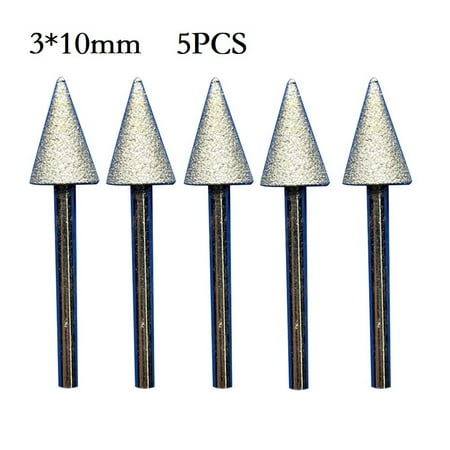 

5Pcs 3Mm Shank Diamond Mounting Point Grinding Head For Stone Jade Carving Tool