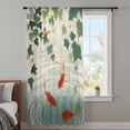 thumbnail image 4 of Japanese Carp Fish Sheer Curtains 54 Inches Long, Oriental Art Vintage Leaves Vines Koi Fish Light Filering Curtains, Breathable Simi Curtain Privacy Drapes for Kitchen Bathroom Window Treatment, 4 of 9