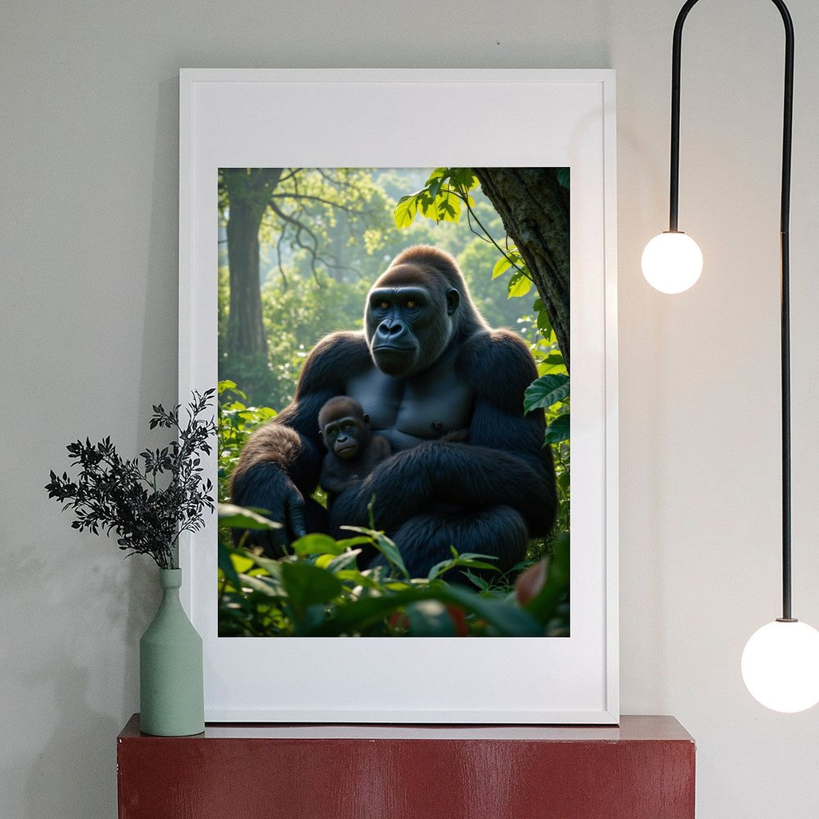 Diamond Art Kit for Adults, Gorilla Family In Lush Jungle Diamond Painting for Adults Beginners, DIY Diamond Art Painting Kits, 5D Diamond Painting Crafts for Home Decor 12x16 Frameless