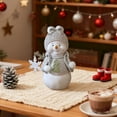 thumbnail image 5 of Plush Snowman Figurine Decorative Ornament with Knitted Sweater Hat Bow and Snowflake Pendant for Winter Holiday Display, 5 of 5