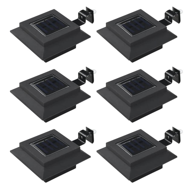 Juego de 6 lámparas solares para exteriores VidaXL, diseño cuadrado LED, color negro