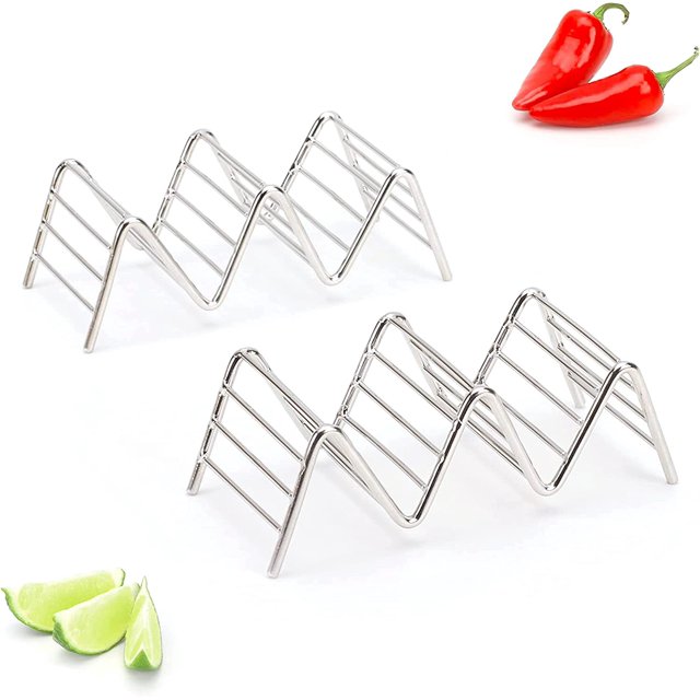 Juego de soportes para tacos de 2 soportes apilables de acero inoxidable de primera calidad, cada estante tiene capacidad para 2 o 3 tacos duros o blandos, cinco estilos disponibles por 2lbDepot XianweiShao 1327537054283