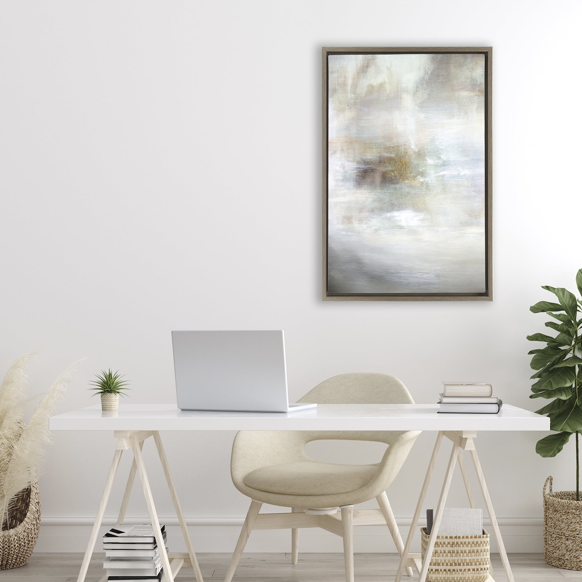 Stupell Industries Soft Haze of Subtle Light Brown Framed Floater Canvas Wall Art, design by Hope Bainbridge