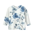 thumbnail image 4 of YOUYEDAIN 3/4 Sleeve Shirts for Girls Size 8-9 Crewneck Tops Causal Teen Girls Clothing Lightweight Tshirt Sky Blue 8-9 Years, 4 of 4