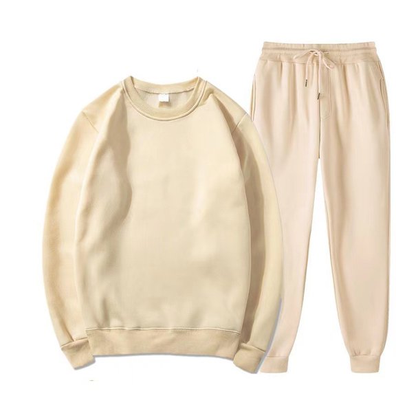 Glisme Girls Outfit Set Solid Color Long Sleeve Crew Neck Tees With Drawstring Pants Set Durable Wear Girls Outfit Size 2-3 Years Beige